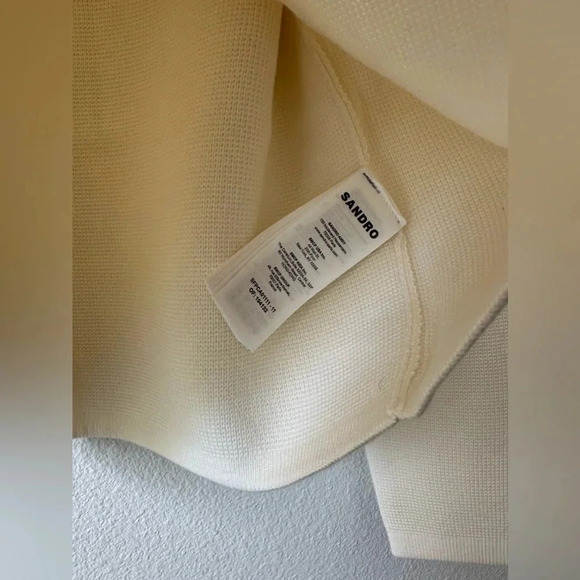 Sandro Women's White Wool-blend Detachable Collar Cardigan - Picture 10 of 10